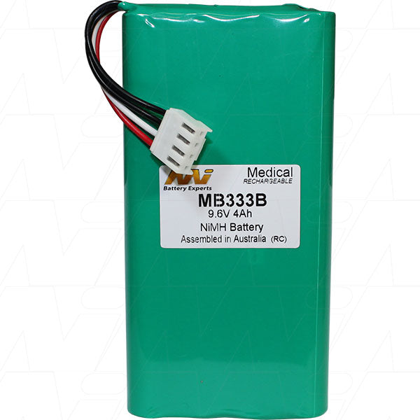 MI Battery Experts MB333B Medical NiMH Battery 9.6V, 4Ah Capacity for Critical Healthcare Equipment - Compact, Reliable Power Source