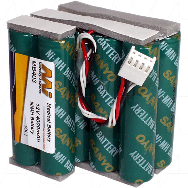 MI Battery Experts MB403 12V 4Ah NiMH Medical Battery for Critical Equipment - Hospital-Grade Power, 48Wh Capacity