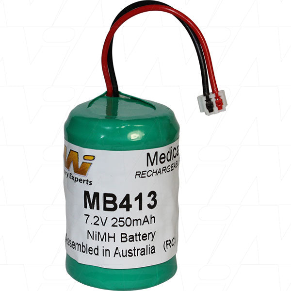 Medical-Grade MB413 NiMH Battery Pack 7.2V, 250mAh, 64g - Reliable Power for Portable Healthcare Devices