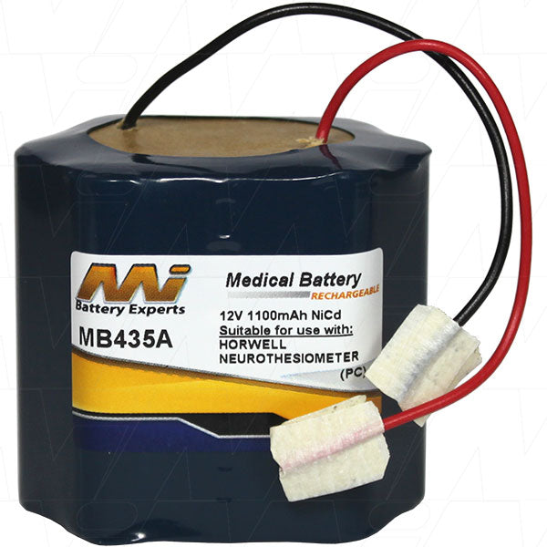 MI Battery Experts MB435A Medical-Grade 12V NiCd Battery 1.1Ah Capacity for Critical Care Equipment & Portable Diagnostics