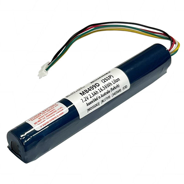 Medical-Grade MB499D Li-Ion Battery, 7.2V 2.3Ah, 16.6Wh, 98g, Compact 21mm Profile for Critical Healthcare Equipment