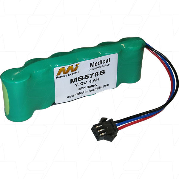 MI Battery Experts MB578B NiMH 7.2V 1Ah Medical Battery - Reliable Power for Diagnostic Equipment & Monitoring Systems