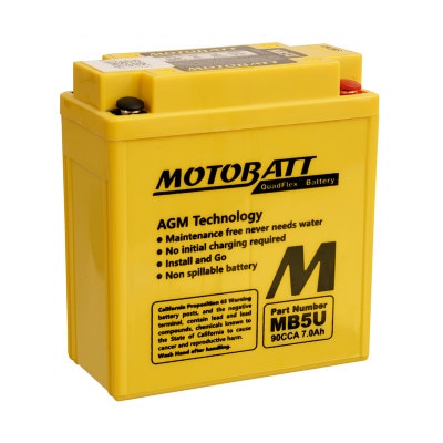 MB5U Motobatt Quadflex AGM Motorcycle Battery - 12V 7Ah 90CCA - Powersports & ATV Starting