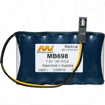 MI Battery Experts MB698 7.2V NiCd Medical Battery Hospital-Grade Power for Critical Equipment, 1Ah Capacity, 139g Lightweight