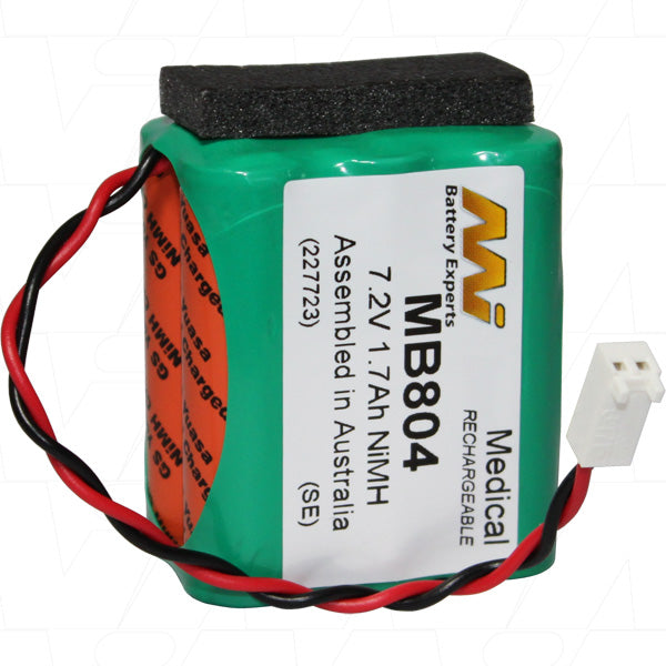 MI Battery Experts MB804 7.2V 1.7Ah NiMH Medical Battery - Reliable Power for Critical Healthcare Equipment - Compact 28.8x55mm