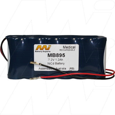 MI Battery Experts MB895 7.2V NiCd Medical Equipment Battery Pack - 1.2Ah Capacity, 172g, for Portable Diagnostics & Patient Monitoring