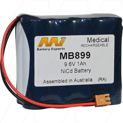 MI Battery Experts MB899 9.6V 1Ah NiCd Medical Battery for Portable Devices - Compact, Reliable Power for Critical Healthcare Equipment