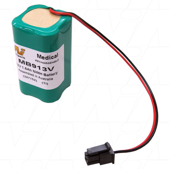MI Battery Experts MB913V Medical-Grade 4.8V NiMH Battery Pack for Critical Healthcare Equipment - 1.6Ah, 7.7Wh