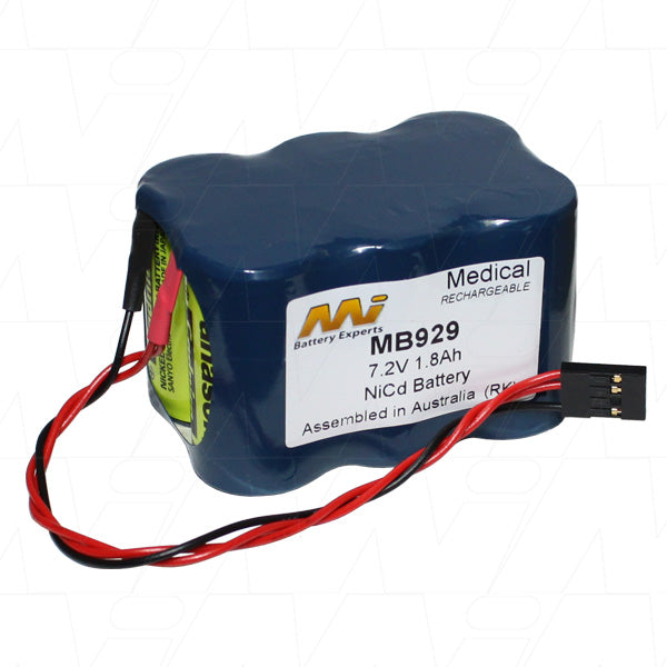 MI Battery Experts MB929 Medical Equipment Battery Pack 7.2V 1.8Ah NiCd Power for Portable Diagnostics & Patient Monitoring