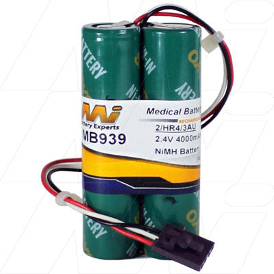 MI Battery Experts MB939 NiMH Medical Battery - 4Ah, 2.4V, 9.6Wh - Compact 35x17mm Design for Critical Hospital Equipment