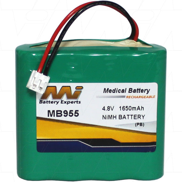 MI Battery Experts MB955 4.8V NiMH Medical Battery - 1.65Ah Capacity for Reliable Patient Monitoring & Diagnostic Equipment Power