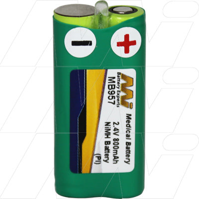 Medical-Grade NiMH Battery Pack MB957 for Critical Healthcare Devices - 800mAh, 2.4V, 1.9Wh, Compact 25g Design