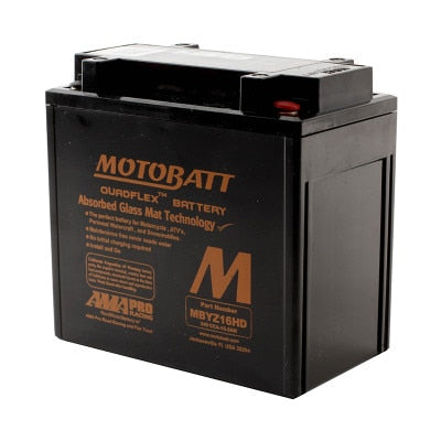Motobatt MBYZ16HD 12V 16.5Ah AGM Motorcycle Battery - 240 CCA, QuadFlex Terminals