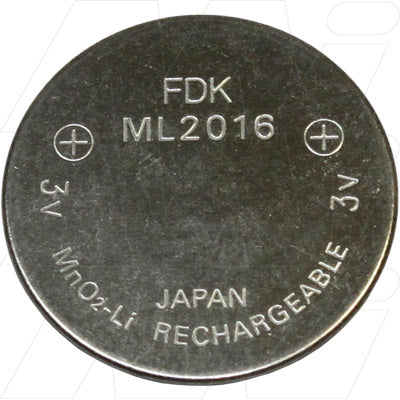 FDK ML2016 Lithium Manganese Battery 3V 30mAh Professional Memory Backup Power | Compact 20x1.6mm | Industrial & PLC Applications