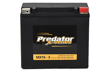 Predator 12V RL 175W x 100H x 155L Motorcycle Battery - 19AH, 7.2kg - Heavy Duty Powersport Battery (MX16-3)