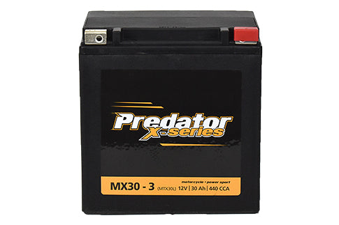 Predator 12V 30AH Motorcycle Battery MX30-3 | High-Performance RL Terminal | 169W x 131H x 175mm | 9.9kg