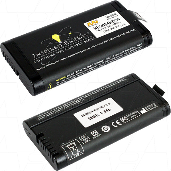 Inspired Energy NH2054HD34 Medical-Grade 14.4V 97.9Wh Li-Ion Battery Pack for Critical Healthcare Equipment