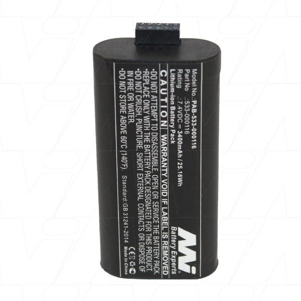 Long-Lasting Lithium-Ion Battery for Portable Bluetooth Speakers MI Battery Experts PAB-533-000116-BP1, 7.4V, 3.4Ah