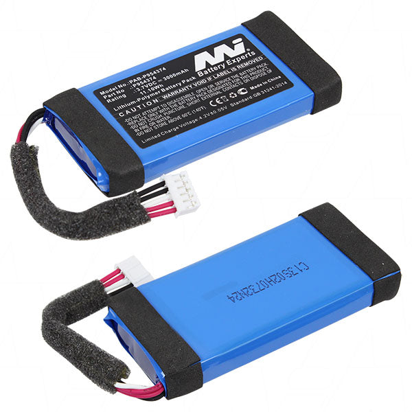 Portable Audio Powerhouse MI Battery Experts PAB-P954374-BP1 3Ah LiPo Battery for Bluetooth Speakers (3.7V, 11.1Wh)
