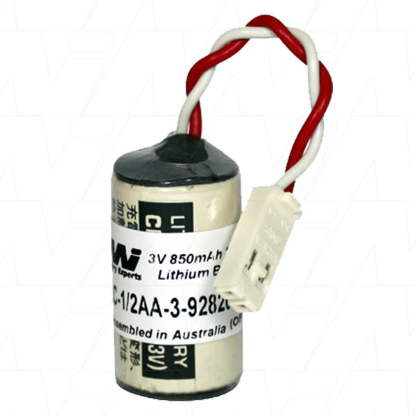 MI Battery Experts PLC-1/2AA-3-928205 Lithium Industrial Battery for PLC Memory Backup - 3V, 850mAh, 1/2AA Size