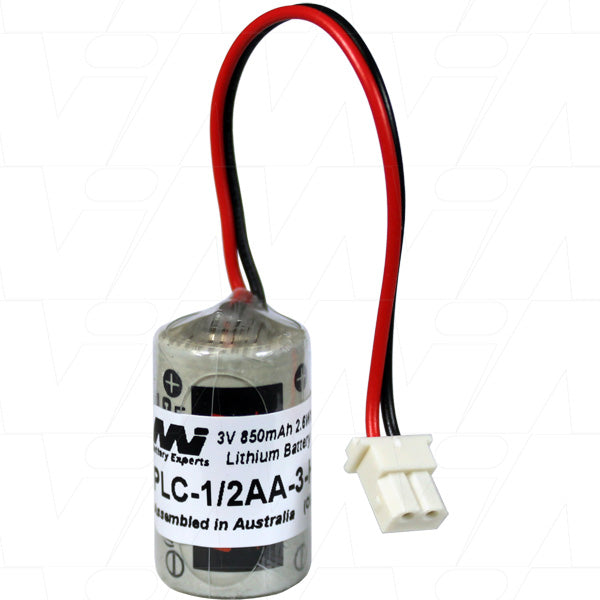 MI Battery Experts PLC-1/2AA-3-H 3V 850mAh Lithium Battery for Industrial Memory Backup & Automation Systems