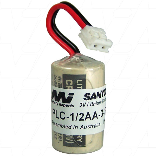 PLC-1/2AA-3-S Industrial 3V Lithium Battery 850mAh Capacity, Memory Backup for PLCs & CNC, Harsh Environment Rated