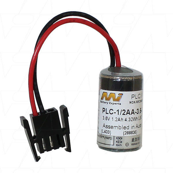 PLC-1/2AA 3.6V Lithium Thionyl Chloride Battery - Industrial Memory Backup & Automation Power Source (1.2Ah, 14.5x25mm)