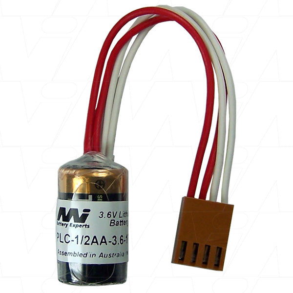 MI Battery Experts PLC-1/2AA-3.6-170 Lithium Thionyl Chloride Battery - 3.6V 1.2Ah Industrial Memory Backup Power for PLCs & CNCs