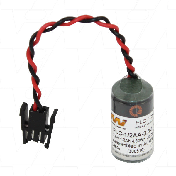 PLC-1/2AA-3.6-171 Lithium Thionyl Chloride Battery - 3.6V Industrial Memory Backup Power for PLCs & Automation Systems