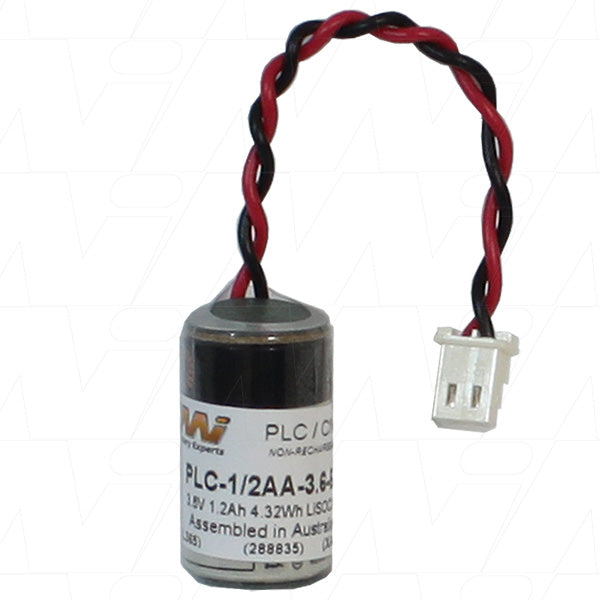 MI Battery Experts PLC-1/2AA-3.6-B Industrial 3.6V Lithium Thionyl Chloride Battery for PLC & Memory Backup (1.2Ah, 14.5x25mm)