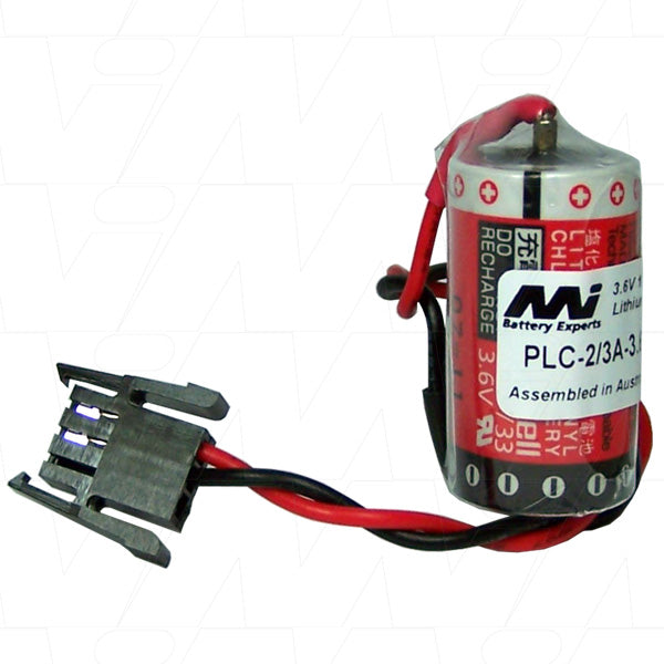 MI Battery Experts PLC-2/3A-3.6-057 Lithium Thionyl Chloride Battery 3.6V 1.6Ah Industrial Memory Backup Power for PLCs & Automation (17x36mm)