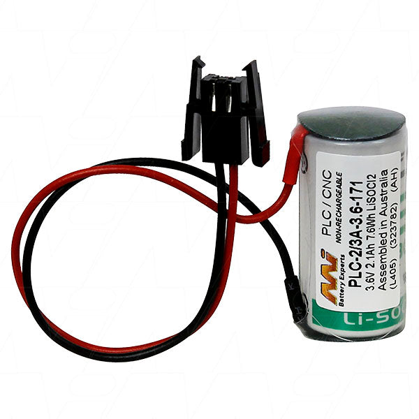 MI Battery Experts PLC-2/3A-3.6-171 Lithium Thionyl Chloride Battery - 3.6V 2.1Ah Industrial Memory Backup & Automation Power
