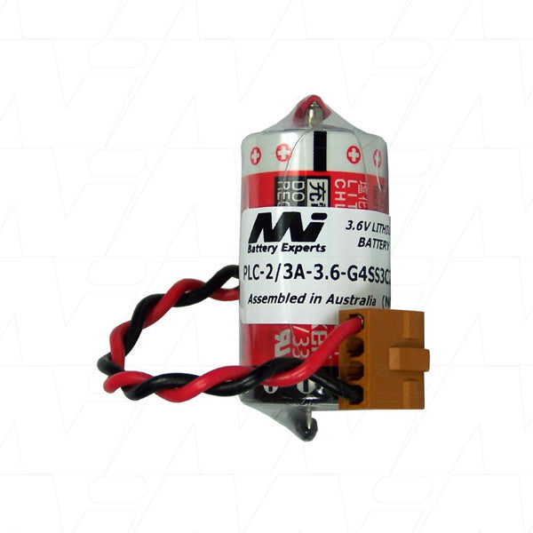 MI Battery Experts PLC-2/3A-3.6-G4SS3C2 Lithium Thionyl Chloride Battery - 3.6V 1.6Ah Industrial Memory Backup Power