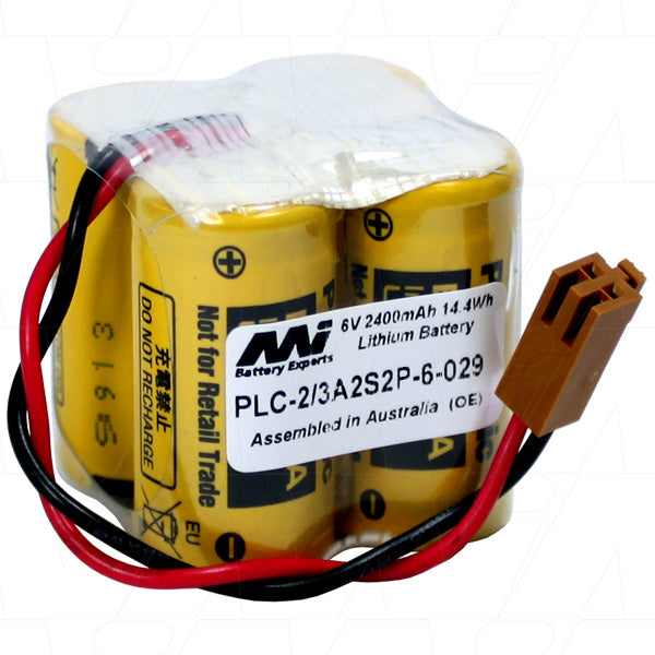 MI Battery Experts PLC-2/3A2S2P-6-029 Industrial 6V 2.4Ah Lithium Battery for PLC & Robotics - Long-Life Backup Power