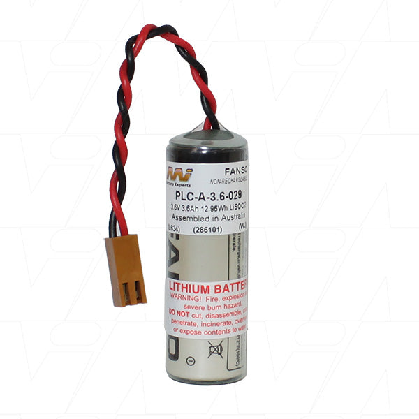 MI Battery Experts PLC-A-3.6-029 Lithium Thionyl Chloride Battery - 3.6V Industrial Memory Backup for PLC & CNC Systems (13Wh, A-Size)
