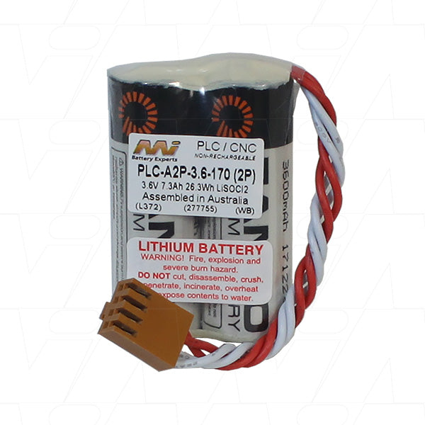MI Battery Experts PLC-A2P-3.6-170 Lithium Thionyl Chloride Battery - Industrial 3.6V 7.3Ah Memory Backup for PLCs, CNC & Robotics