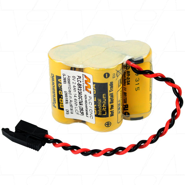 MI Battery Experts PLC-BR2/3AGCT4A 6V 2.4Ah Lithium Backup Battery for Industrial PLCs & CNC Machines - Compact 34mm Design