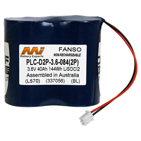 MI Battery Experts PLC-D2P-3.6-084 Industrial 3.6V 38Ah Lithium Battery for PLC & Automation Memory Backup - D-Size