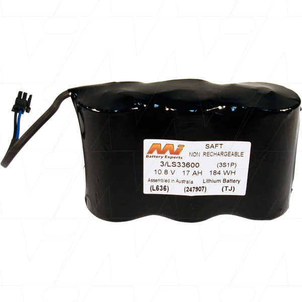 MI Battery Experts PLC-D3S-10.8 Industrial 17Ah Lithium Battery for PLC Robotics & CNC Memory Backup - 10.8V, 184Wh