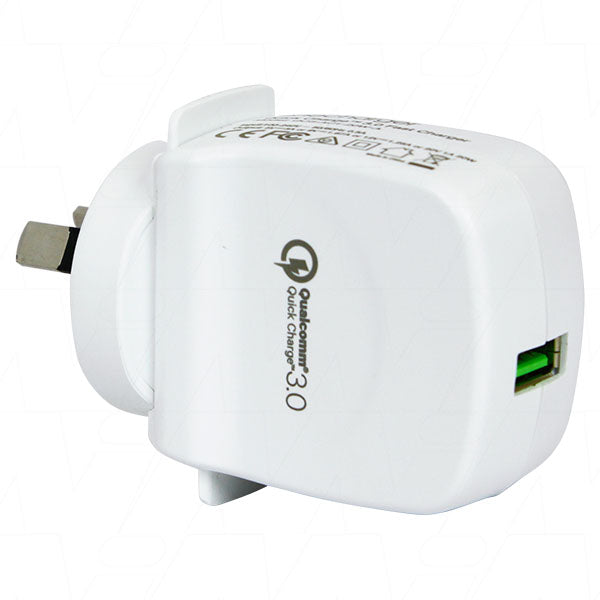 Enecharger QC3-AC1-20W-A Compact 20W Quick Charge 3.0 Power Adapter - Multi-Voltage USB Charger for Smartphones & Tablets