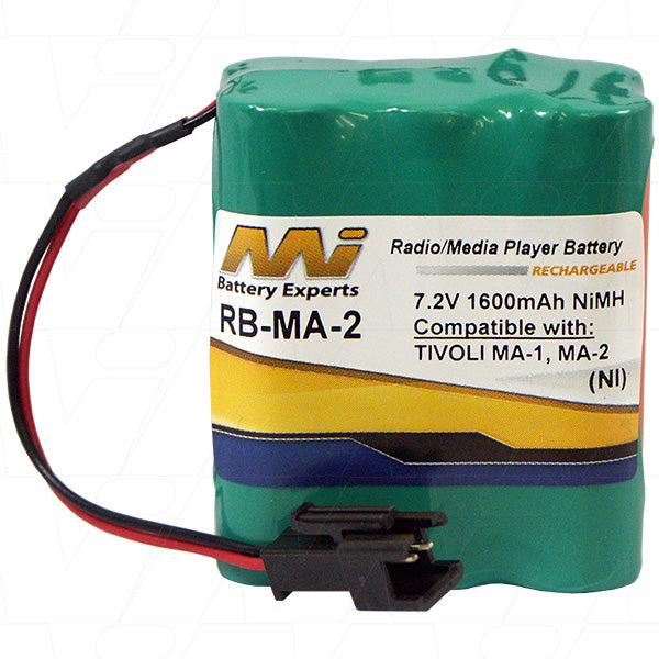 MI Battery Experts RB-MA-2 7.2V NiMH Professional A/V Battery Pack, 1.6Ah Capacity, Compact Design for Portable Equipment