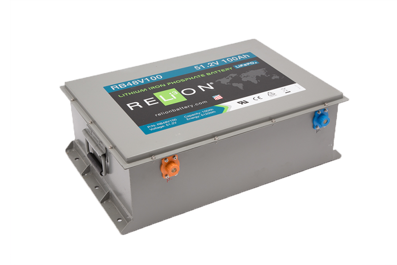 RELiON RB48-100 48V 100Ah LiFePO4 Lithium Battery - Solar, EV, Backup Power - LINYI Connector, Built-in BMS