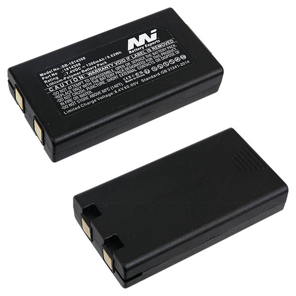MI Battery Experts SB-1814308 7.4V 1.3Ah LiPo Battery Pack for Mobile Printers - 9.6Wh, 113g, Compact 78.54x41.18mm Design