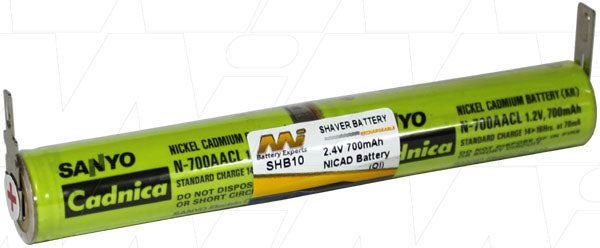 MI Battery Experts SHB10 Professional NiCd Battery Pack for Personal Care Tools - 700mAh, 2.4V, 1000+ Recharges