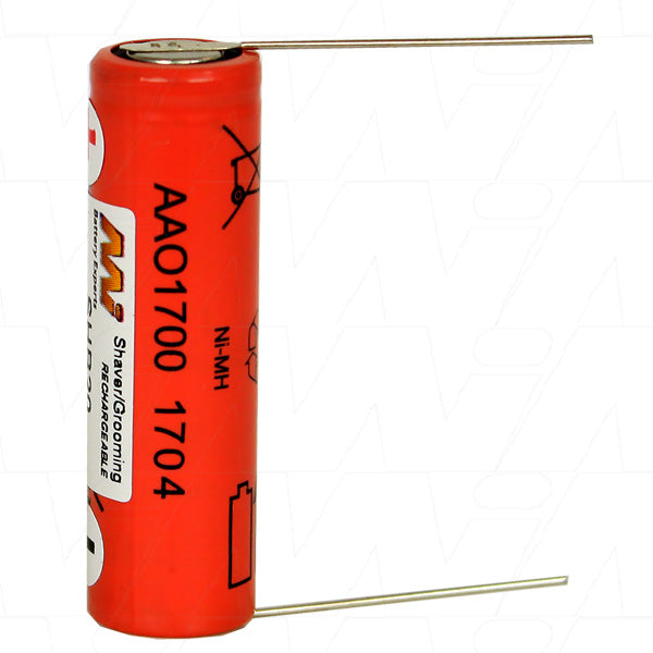 Professional NiMH Short AA Battery for Grooming Tools MI Battery Experts SHB20 - 1.2V, 1.7Ah, 25g, Reliable Power for Clippers & Shavers