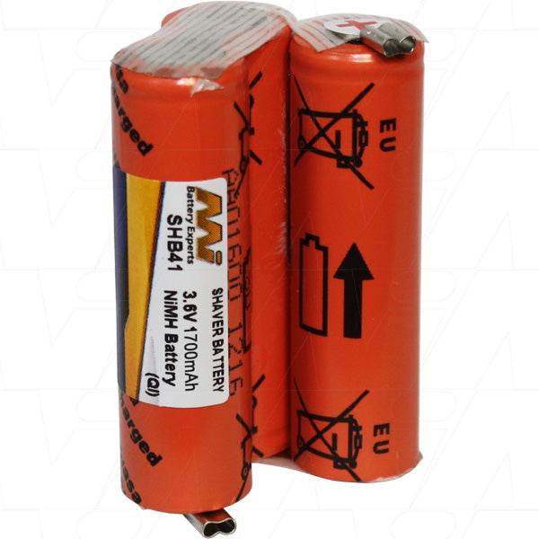 MI Battery Experts SHB41 3.6V NiMH Rechargeable Battery Pack for Professional Grooming Tools - 1.7Ah, 77g, OEM Compatible