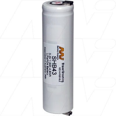 MI Battery Experts SHB43 LiFePO4 Professional Grooming Battery - 3.2V, 1.5Ah, 4.8Wh for Clippers & Trimmers - Lightweight 41g