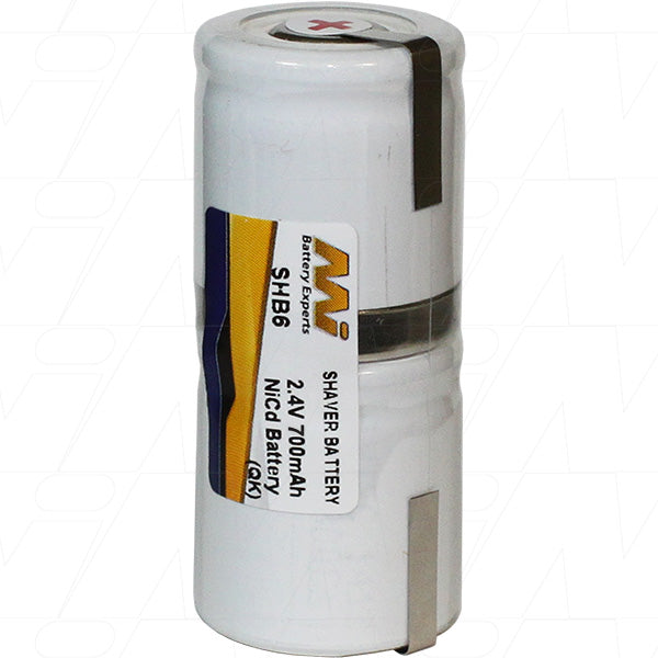 MI Battery Experts SHB6 Professional NiCd Battery Pack for Cordless Grooming Tools - 2.4V, 700mAh, 23x53.5mm
