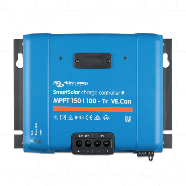 Victron Energy SmartSolar MPPT 150/100-Tr VE.Can Pro-Grade 100A Solar Charge Controller, 12-48V Multi-Voltage, VE.Can Interface