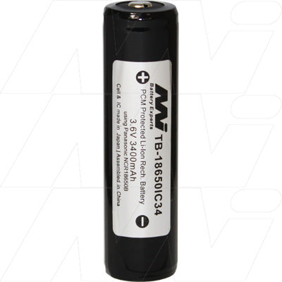 MI Battery Experts TB-18650IC34-BP1 High-Performance 3.4Ah Lithium-Ion Cell for Professional LED Torches & Emergency Lighting
